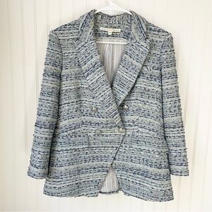 Veronica Beard Empire Tweed Blazer Jacket Light Blue Size 8